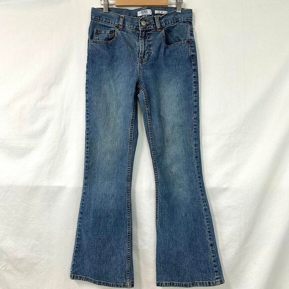 OLD NAVY 2000s Y2K Blue Denim Low Rise Flare Bootcut Jeans Womens 2 Boho Vintage - Picture 1 of 7